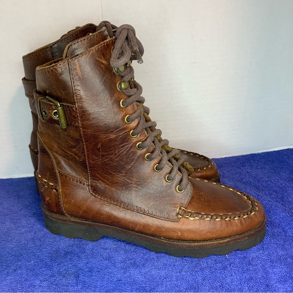 Cole Haan Leather Boots 6M 6 M Narrow Cottage Core Combat Style Ankle — Rare - Picture 2 of 8